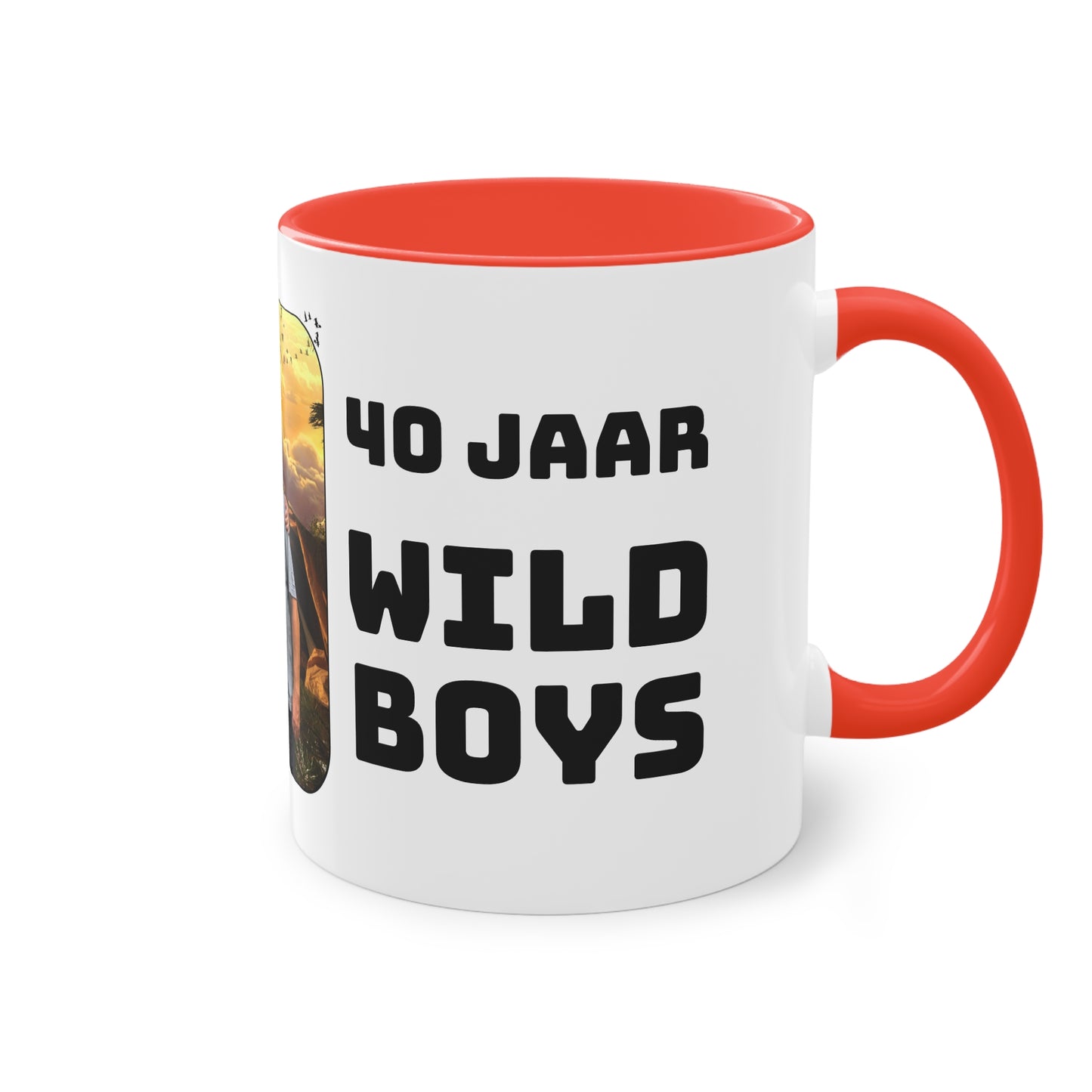 Tweekleurige koffiemok (0,33 liter), "40 Jaar Wild Boys"