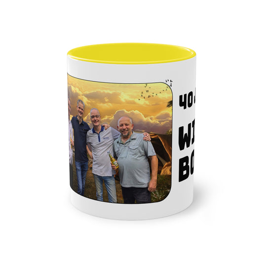 Tweekleurige koffiemok (0,33 liter), "40 Jaar Wild Boys"