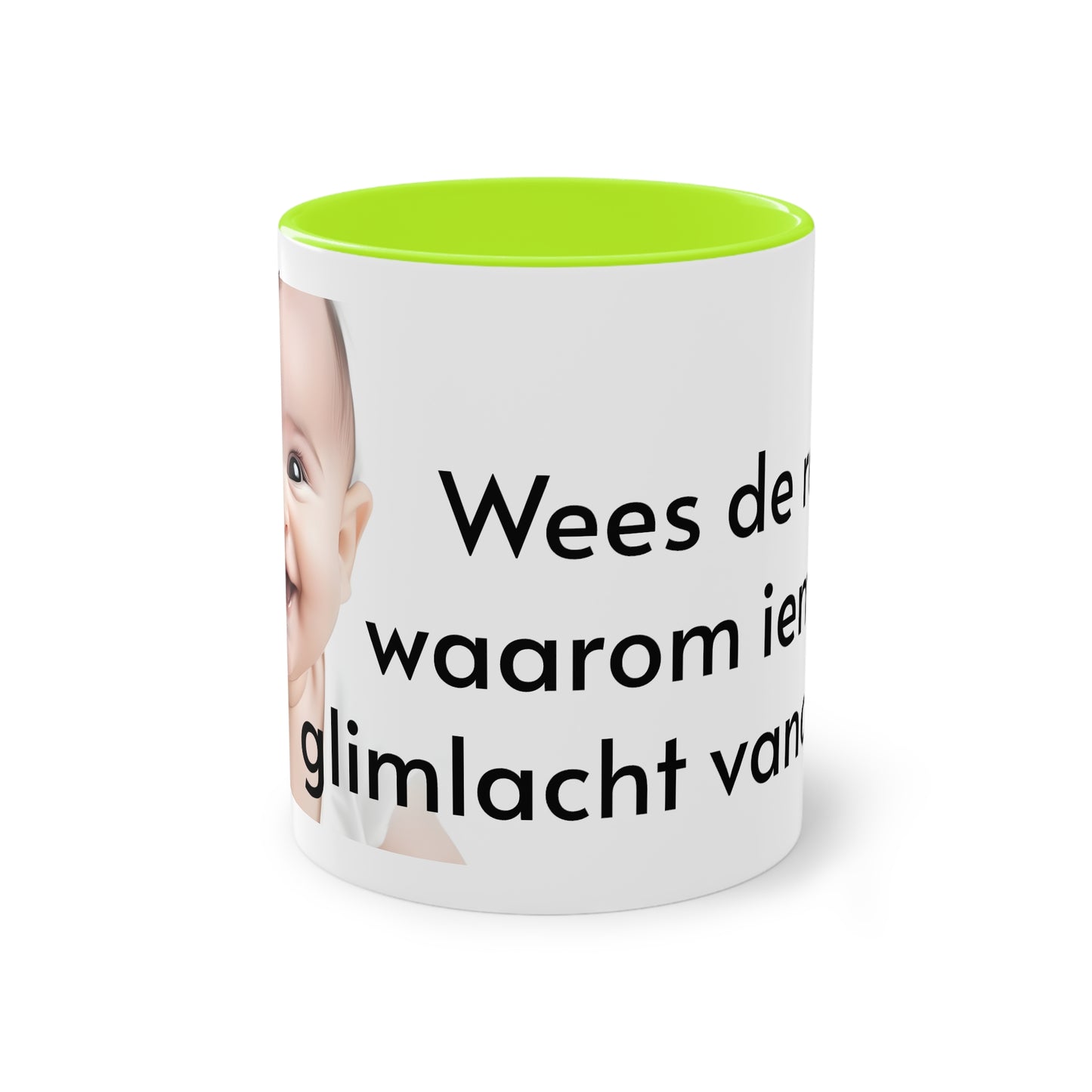 Two-Tone Coffee Mug, 11oz "Wees de reden waarom iemand glimlacht vandaag"