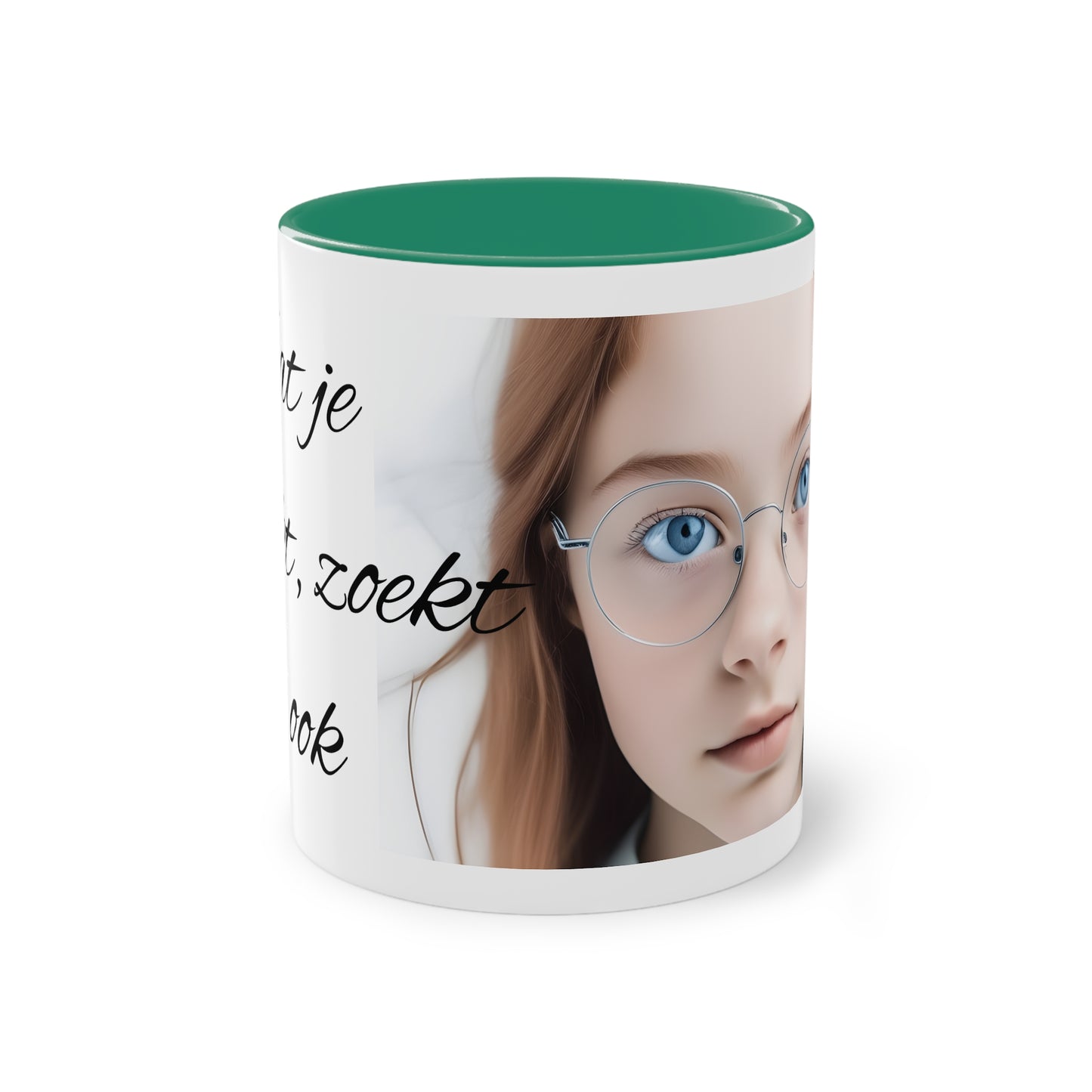 Two-Tone Coffee Mug, 11oz "Wat je zoekt, zoekt jou ook"