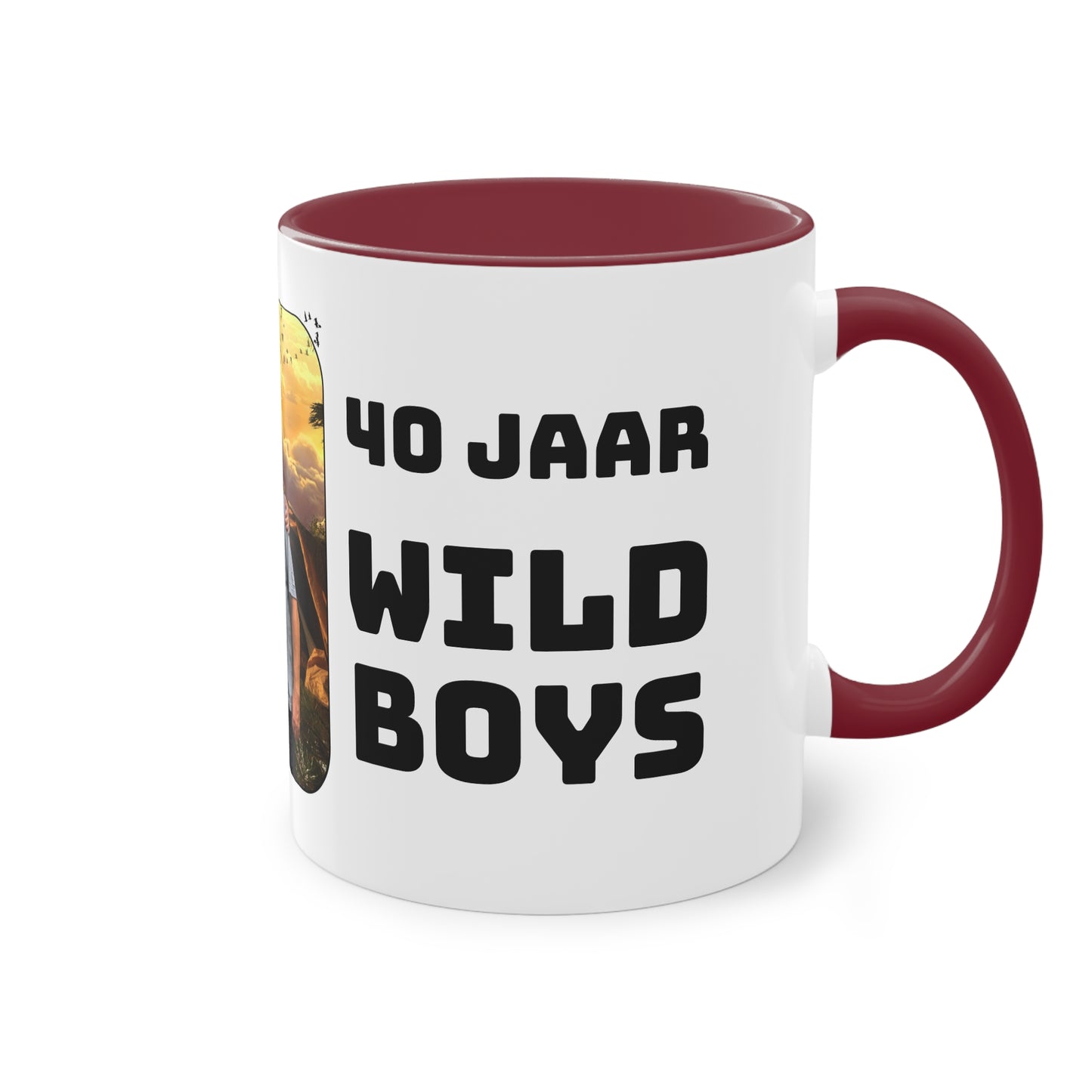 Tweekleurige koffiemok (0,33 liter), "40 Jaar Wild Boys"