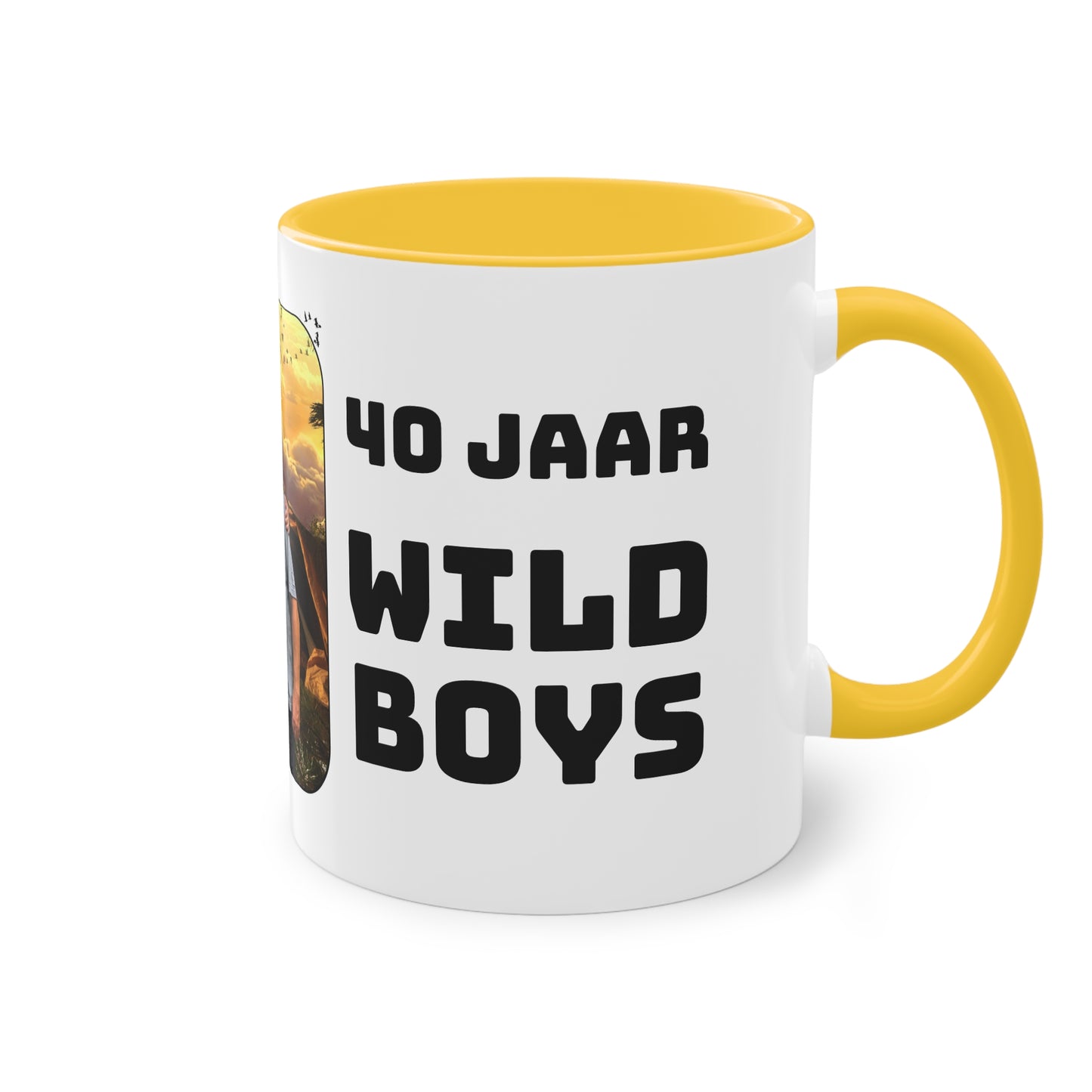 Tweekleurige koffiemok (0,33 liter), "40 Jaar Wild Boys"
