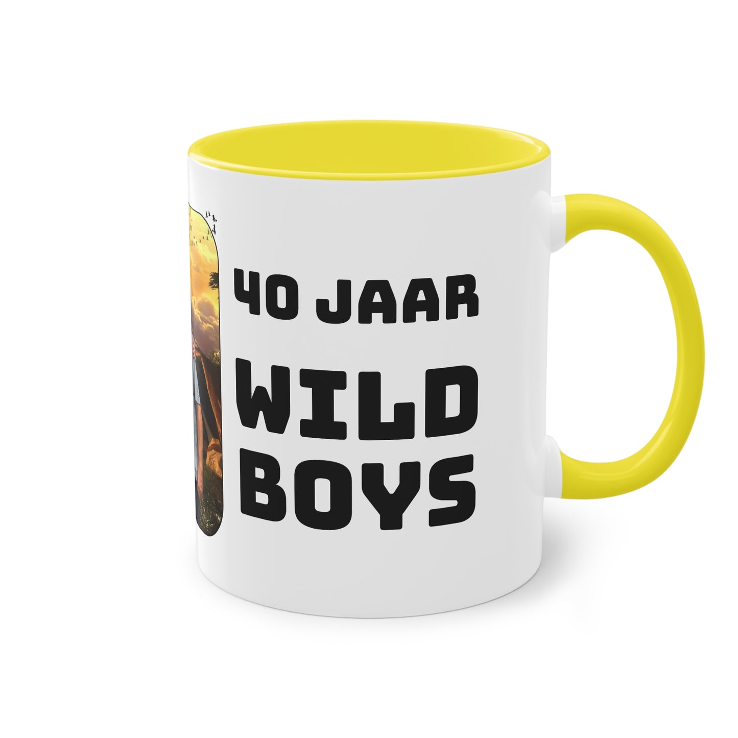 Tweekleurige koffiemok (0,33 liter), "40 Jaar Wild Boys"
