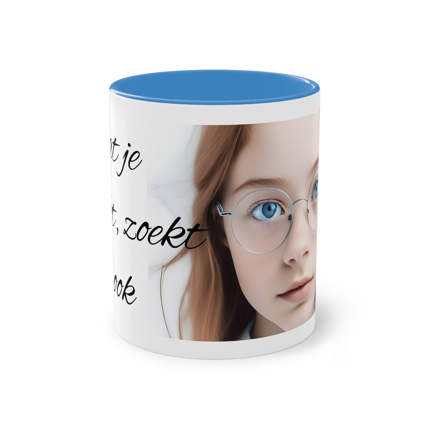 Two-Tone Coffee Mug, 11oz "Wat je zoekt, zoekt jou ook"