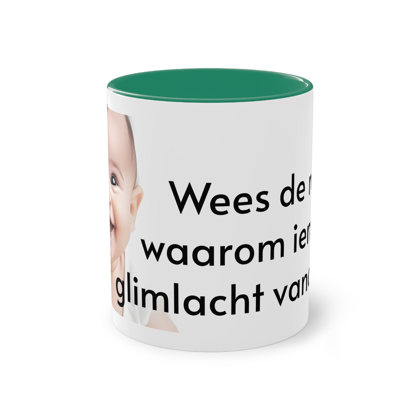 Two-Tone Coffee Mug, 11oz "Wees de reden waarom iemand glimlacht vandaag"